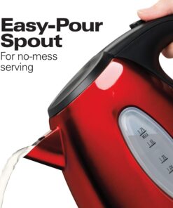 Hamilton Beach Electric Tea Kettle, Water Boiler & Heater, 1.7 Liter, Cordless Serving, 1500 Watts for Fast Boiling, Auto-Shutoff and Boil-Dry Protection, Red (40885) 1.7 L 22 81LOboqIQAL