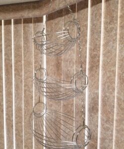 Home Basics 3-Tier Adjustable Chrome Heavy Duty Wire Hanging Fruit or Vegetable Kitchen Storage Baskets, Chrome Finish, Hammock Style 28 81LPLFTNliL