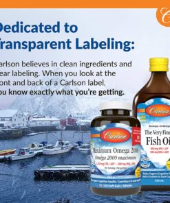 Carlson - Elite Omega-3 Gems,1600 mg Omega-3 Fatty Acids Including EPA and DHA,Norwegian, Wild-Caught fish oil Supplement,Sustainably Sourced Capsules, Lemon, 90+30 Softgels 13 81LPs3YMJkL