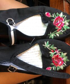 Shoes 18 Womens Cotton China Doll Mary Jane Shoes Ballerina Ballet Flats Shoes 7 114 Black Emb 8 81LR90c1MWL