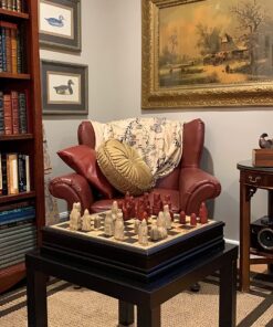 Adrienne Chess Inlaid Burl Wood Board Game with Weighted Wooden Pieces, Extra Large 19 x 19 Inch Set 11 81LRLW0c48L