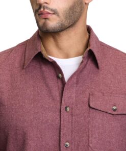 CQR Men's All Cotton Flannel Shirt, Long Sleeve Casual Button Up Plaid Shirt, Brushed Soft Outdoor Shirts Solid Wild Pink XX-Large Tall 12 81LTNK1fatL