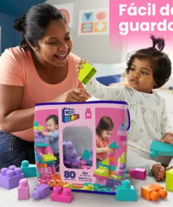 MEGA BLOKS Fisher-Price Toddler Block Toys, Big Building Bag with 80 Pieces and Storage Bag, Pink, Gift Ideas for Kids Age 1+ Years Pink Bag 23 81LU2CmvsML