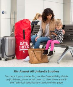 J.L. Childress Gate Check Bag for Single Umbrella Strollers - Stroller Bag for Airplane - Gate Check Bag for Umbrella Strollers - Stroller Travel Bag for Airplane - Red 23 81LVAs9Oi6L