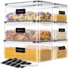 ME.FAN 6 Set 3.2L Food Storage Containers, Spaghetti Containers Airtight Horizontal Storage/Pasta Containers Kitchen Pantry Organization Canisters with 24 labels & Pen - Black Black-6 X 3.2L 31 81LWYwBZVL
