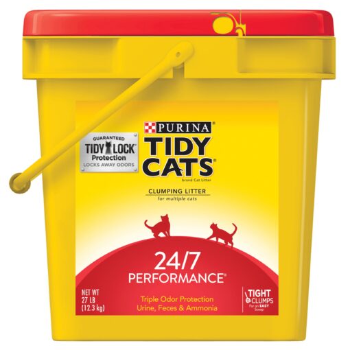 Purina Tidy Cats Clumping Cat Litter, 24/7 Performance Multi Cat Litter - 27 lb. Pail 27.00 Pound (Pack of 1)