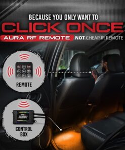 OPT7 Aura Interior Car Lights with Remote Control, Color Change, Music Sync Inside Ambient Lighting Kit, LED Lights for Car Truck Under Dash Accessories, Charger Adapter 12V, 6pc Single Row LED Strip RGB 34 81LXbCH gxL 1