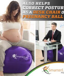 SmarterLife Workout Exercise Ball for Fitness, Yoga, Balance, Stability, or Birthing, Great as Yoga Ball Chair for Office or Exercise Gym Equipment for Home, Premium Non-Slip Design Purple 65 cm 23 81La FHYcUL