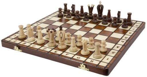 Wegiel Handmade Royal 36 European Chess Set - Wooden 14.2 Inch Board Hornbeam & Sycamore Pieces