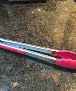 StarPack Basics Silicone Kitchen Tongs (9-Inch & 12-Inch) - Stainless Steel with Non-Stick Silicone Tips, High Heat Resistant to 480°F, For Cooking, Serving, Grill, BBQ & Salad (Cherry Red) Basic (Heat Resistant 480°F) Cherry Red 24 81LdFZYMCAL