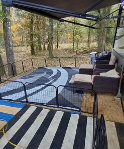 Stylish Camping Outdoor Patio / RV Camping Mat - Swirl (Black/White, 9-Feet x 12-Feet) 9x12 Black/White 26 81LdHE3014L