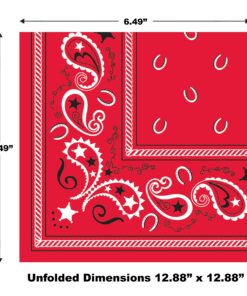 Beistle 16 Piece 2 Ply Bandana Disposable Paper Napkins for Western Theme Birthday Party Supplies Tableware, 6.5", Red, White, Black 1 8 81LfgkGXZL