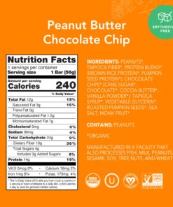 Alternative view of ALOHA Organic Plant Based Protein Bars |Peanut Butter Chocolate Chip | 1.98 Oz (Pack of 12) | Vegan, Low Sugar, Gluten Free, Paleo, Low Carb, Non-GMO, Stevia Free, Soy Free, No Sugar Alcohols Peanut Butter Chocolate Chip
