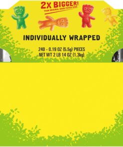 SOUR PATCH KIDS Big Individually Wrapped Soft & Chewy Candy, Christmas Candy Stocking Stuffers, 240 Count Box Mixed-Fruit 49 81LjxIMV5UL