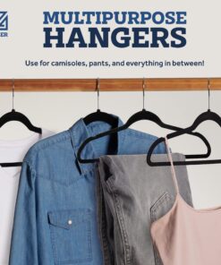 Zober Velvet Hangers 50 Pack - Heavy Duty Black Hangers for Coats, Pants & Dress Clothes - Non Slip Clothes Hanger Set - Space Saving Felt Hangers for Clothing 24 81LkFQdqv7L
