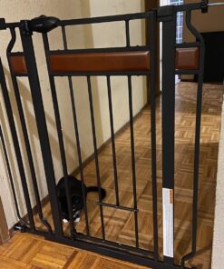 Regalo Home Accents Extra Tall & Wide Baby Gate, Bonus Kit, Includes Décor Steel With Hardwood, 4" Extension Kit, 4 Pack Pressure Mount Kit & Wall Cups 37 Inch Tall 41 81Ll3NAQJcL