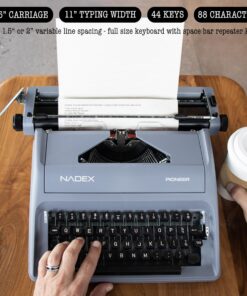 Nadex Pioneer Manual Typewriter, Durable Travel Case Included, Gray 11 81LlHLSFU1L