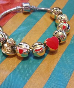 Expression Jewelry Emoticon Charms Bracelet - 18K Gold Plated with 10 Pieces of Interchangeable Enamel Beads 29 81LmXdO4o L