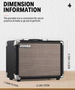 Donner 10W Guitar Amplifier, Electric Bass Guitar Amp Protable with APP Effector Input for Recording,Acoustic Guitar Combo Practice Amp Protable M-10 with Distortion Tone for Heavy Music Player M-10/10W 17 81LrQbRppL