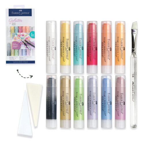 Faber-Castell Gelatos Pastels Color Set, 12 Pastel Colors - Multi-Purpose Art Medium