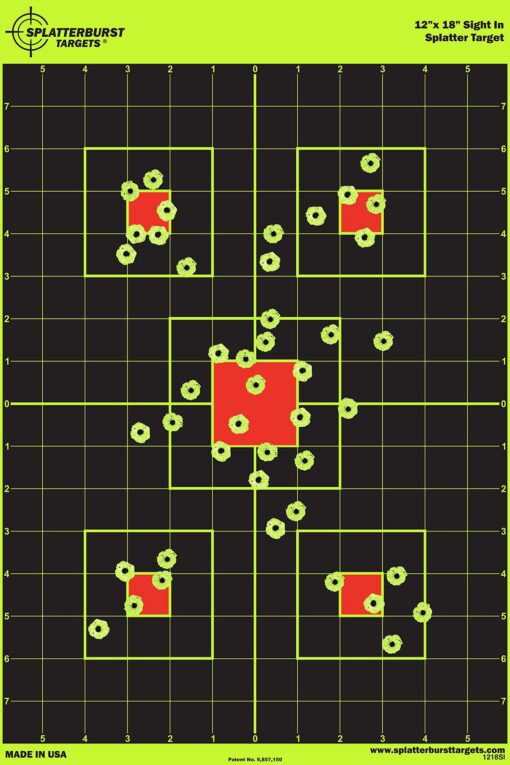 12"x18" Sight in Splatterburst Target - Instantly See Your Shots Burst Bright Florescent Yellow Upon Impact! 10 Pack