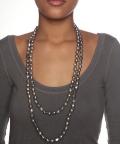 HinsonGayle AAA Handpicked 10-11mm Ultra-Iridescent Baroque Freshwater Cultured Pearl Rope 65 inch light-gray 9 81LtAFs 6lL