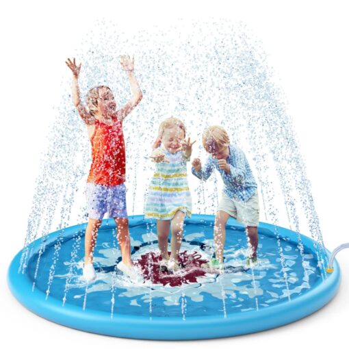 Jasonwell Splash Pad Sprinkler/ Play Mat for Kids, Outdoor Water Toys Inflatable for Baby Toddler Boys Girls Children Age 18+ Months ,Outside Backyard Dog Pool Shark 68"