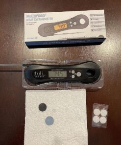 Meat Thermometer Digital, Meat Thermometers for Grilling and Cooking, Waterproof Instant Read Food Thermometer with Accurate Readings, Large LED Backlit Display and Foldable Probe for Kitchen & BBQ Black 40 81LwPkhGEVL