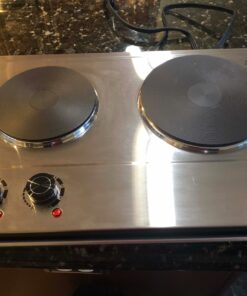 CUSIMAX 1800W Double Hot Plate, Stainless Steel Silver Countertop Burner Portable Electric Double Burners Electric Cast Iron Hot Plates Cooktop, Easy to Clean, Upgraded Version C180N Double Burner 28 81LxjWk6kWL