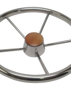 Pactrade Marine 13 1/2" Destroyer SS 304 Steering Wheel 5 Spoke Teak Wood Cap 10 81LyejOIuuL