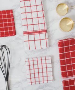 DII Basic Terry Collection Windowpane Dishcloth Set, 12x12, Red, 6 Piece 21 81Lz01AQZOL