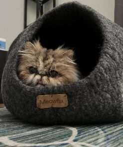 MEOWFIA Premium Felt Cat Bed Cave - Handmade 100% Merino Wool Bed for Cats and Kittens (Dark Shades) (Large, Dark Grey) Large 34 81Lz8bj5ZiL