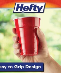 Hefty Party On Disposable Plastic Cups, Red, 18 Ounce, 50 Count (Pack of 3), 150 Total 50 Count (Pack of 3) 14 81LzA3ziCtL