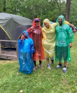 Lingito Rain Ponchos Family Pack - Emergency Drawstring Hood Poncho for Children & Adults Lightweight Reusable or Disposable Family - (4) Adult + (4) Children Multicolor 28 81LzB9usEPL 2