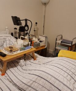 Laptop Desk Nnewvante Adjustable Bed Desk Table Bamboo with USB Fan Foldable Bed Tray w' Drawer 21.6" with Fan 64 81M ahuxzxL