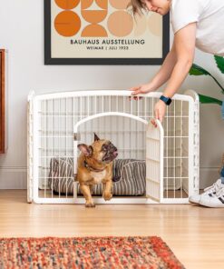 IRIS USA 24-inch Exercise 4-Panel Pet Playpen with Door, White 4 Panel w/ door 32 81M0Z xKSsL
