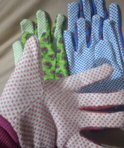 G & F 1852-3 Women Soft Jersey Garden Gloves, Women Work Gloves, 3-Pairs Green/Red/Blue per Pack 40 81M1Cb1tfVL 2