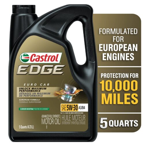 Castrol Edge Euro 5W-30 A3/B4 European Advanced Full Synthetic Motor Oil, 5 Quarts 5 Quart A3/B4 Advanced Full Synthetic