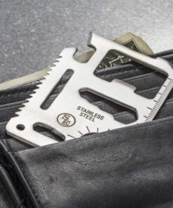 SE 11-Function Stainless Steel Survival Pocket Tool - Compact, Credit Card-Sized Multi-Tool with Leatherette Case - Ideal for Camping, Hiking, and Outdoor Activities- MT908-1 1 18 81M2yAEsXDL