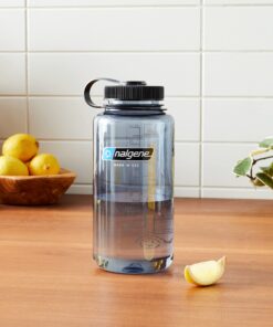 Nalgene Sustain Tritan BPA-Free Water Bottle Made with Material Derived from 50% Plastic Waste, 32 OZ, Wide Mouth Gray w/ Black Lid 13 81M3VFcHl2L