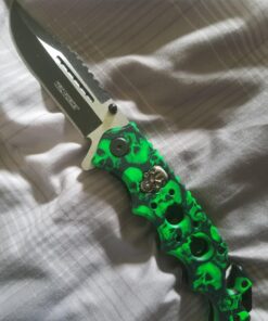 Tac Force Assisted Opening Rescue Glass Breaker Bright Green Skull Design Hunting Camping Tatical Pocket Knife 20 81M4JX3bU3L