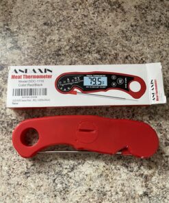 Meat Thermometer Digital for Grilling and Cooking - ANDAXIN Waterproof Ultra-Fast Instant Read Food thermometers with Backlight & Calibration for Kitchen, Deep Fry, BBQ, Grill(Red/Black), LCD Red 24 81M4hRHjmL