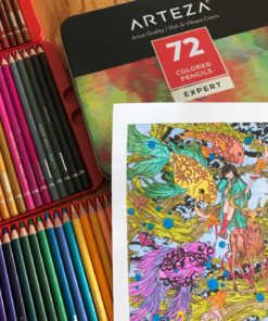 ARTEZA Colored Pencils for Adult Coloring, 72 Drawing Pencils with Soft Wax-Based Cores, Professional Art Supplies, Vibrant Pencil Set in Tin for Beginners and Pro Artists 72 Count (Pack of 1) 51 81M6Trh4mL