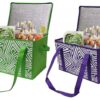 Earthwise Insulated Reusable Grocery Bag Shopping Box Green/Purple