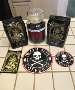 Death Wish Coffee Valhalla Java Odinforce Blend - Ground Dark Roast - Extra Kick of Caffeine- Arabica & Robusta Coffee Beans - Dark Roast Coffee - 2 Bags (12oz.) 30 81M7ra6gxyL