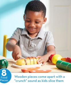 Melissa & Doug Cutting Food - Play Set With 25+ Hand-Painted Wooden Pieces, Knife, and Cutting Board - Pretend Play Kitchen Fruit Toys For Toddlers And Kids Ages 3+ Retail Version Play Food Set 24 81M8Wj9HVIL
