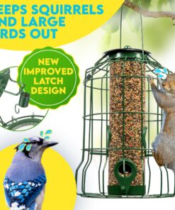 Alternative view of Wild Bird Feeders Squirrel Proof for Outside Hanging, 1.25 lb Capacity Steel Bird Feeder Squirrel Proof for Small Birds, Chew Proof and Rust Proof, 4-Port Caged