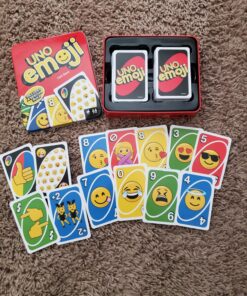 UNO Emoji Card Game for Family Night, Travel Game with Emoji Graphics & Special Rule for 2-10 Players 9 81MBm5tzv6L
