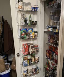 Lavish Home (White) 6-Tier Adjustable Kitchen Door Rack for Pantry Organization and Storage Shelving, (L) 19” x (W) 5” x (H) 56-64 38 81MBu9i lDL