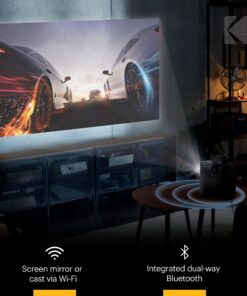 KODAK FLIK HD9 Smart Projector | Mini Black Portable Indoor & Outdoor Movie with Android TV Streaming Apps, Wi-Fi and Bluetooth, Built-In Speakers & Voice Remote | FHD 1080p for Screens Up to 120” 43 81MC6iUzh7L 3
